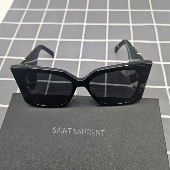 Saint Laurent Black and Gold Sunglasses